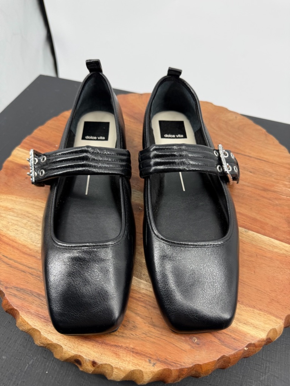 Dolce Vita Arora ballet flats black leather Mary Jane buckle sz 7.5 square toe - Picture 2 of 7